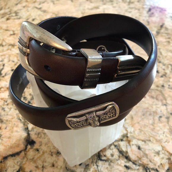 Ducks🦆Unlimited Longhorn Belt Brown Italian Saddle Leather Texas Longhorn🦆40 - Picture 3 of 8